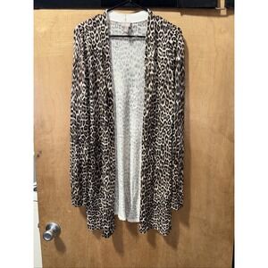 Chico's Cardigan Sweater Large Leopard Animal Print Long Sleeve Open Front